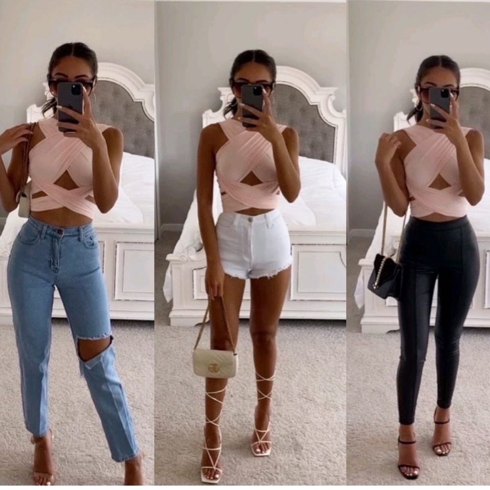 Rose pink multiple styling top.